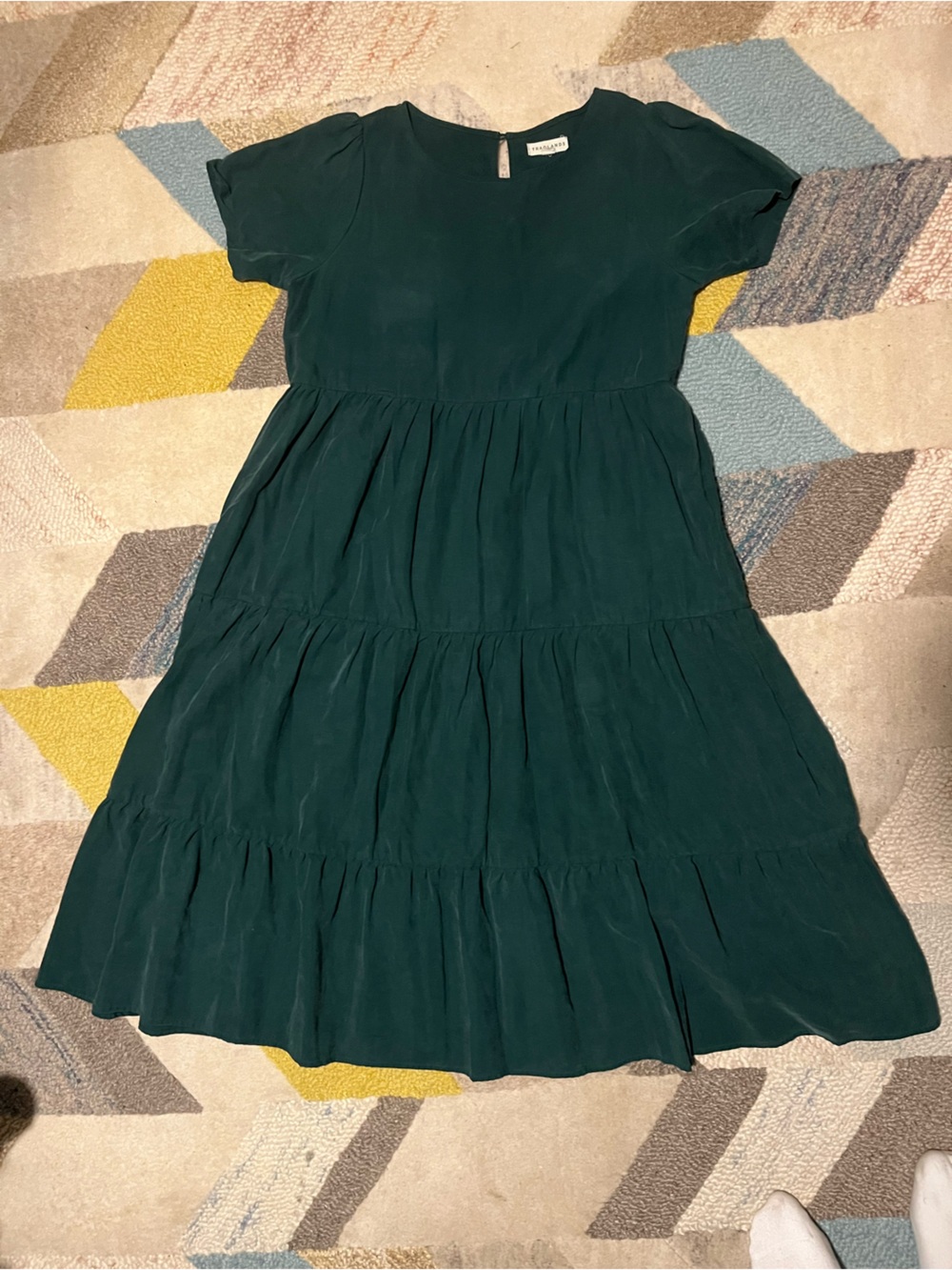 Tradlands Forest Green Tiered Midi Dress